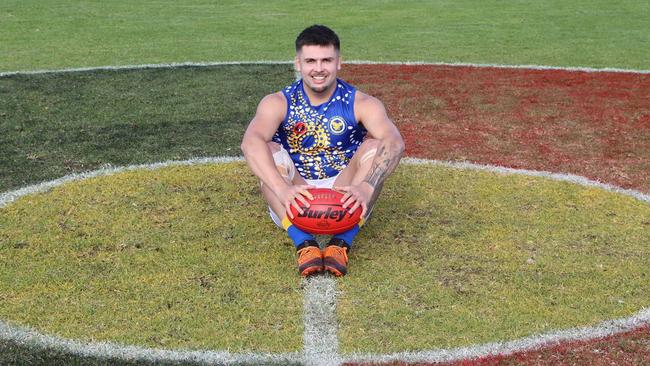 Tailem Bend's Robbie Young takes a photo before his Indigenous Round match against Meningie. Picture: Supplied/Jodie Jaensch