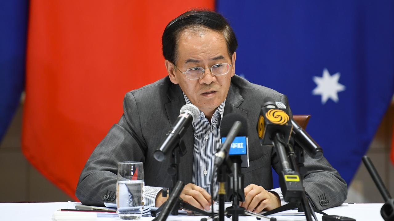 Chinese Ambassador to Australia Cheng Jingye speaks to the media last year. Picture: Lukas Coch/AAP