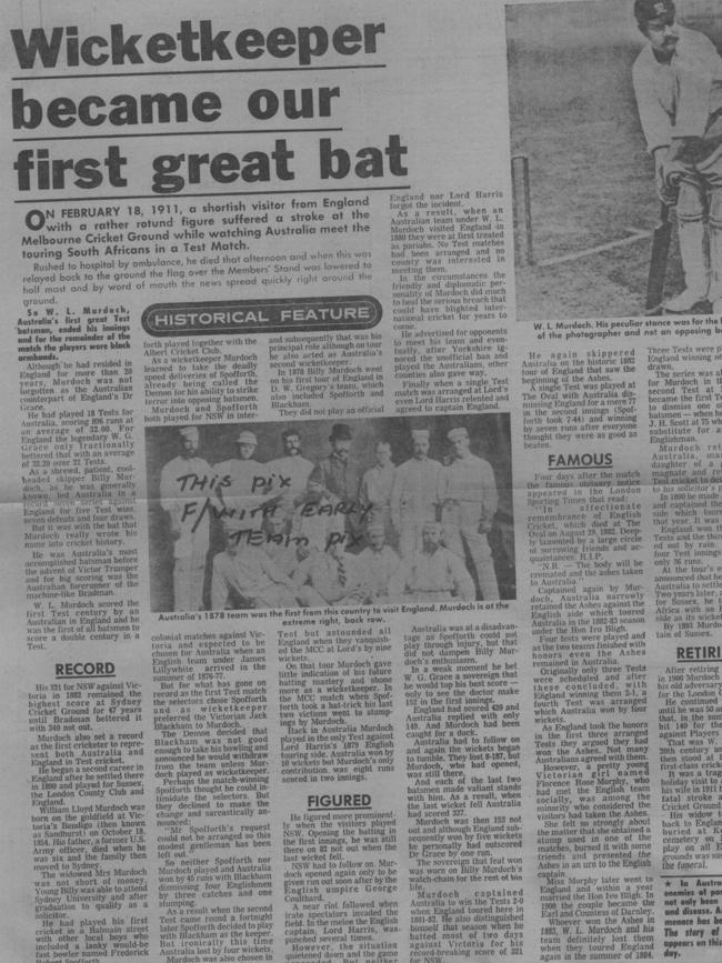 A newspaper report detailing Billy Murdoch’s feats. Picture: File