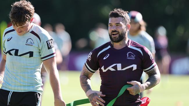 Skipper Adam Reynolds at Broncos training at Red Hill on Tuesday. Picture Lachie Millard