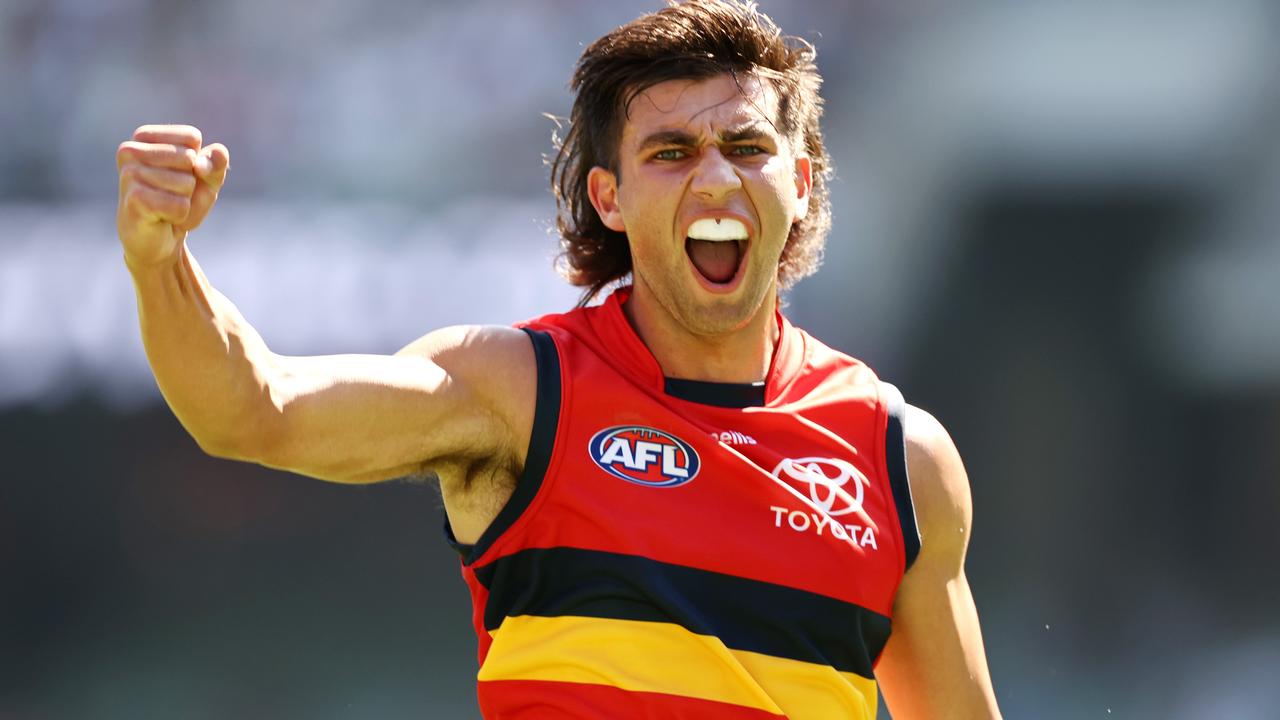 Josh Rachele celebrates a goal during his debut season. Picture: Michael Klein