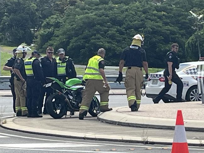 A man was injured after he came of his motorbike on the Mackay-Bucasia Rd, causing police to close part of the road to traffic.Â Photo: Luke Lay