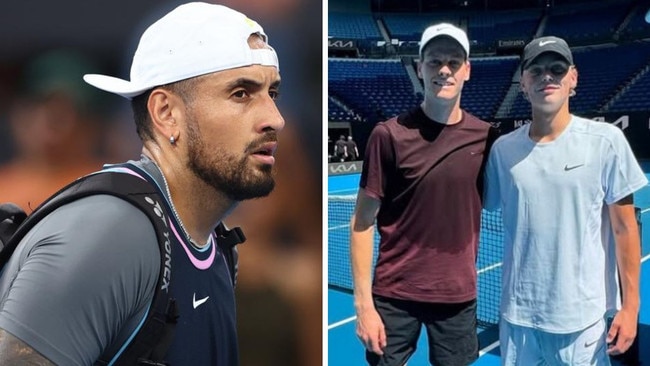 Nick Kyrgios wasn't happy to see Cruz Hewitt with Jannik Sinner.