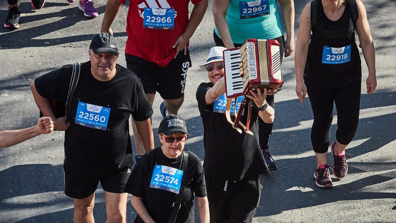 City to Bay participants walking in Adelaide, Sunday, Sept. 15, 2019. Picture: MATT LOXTON