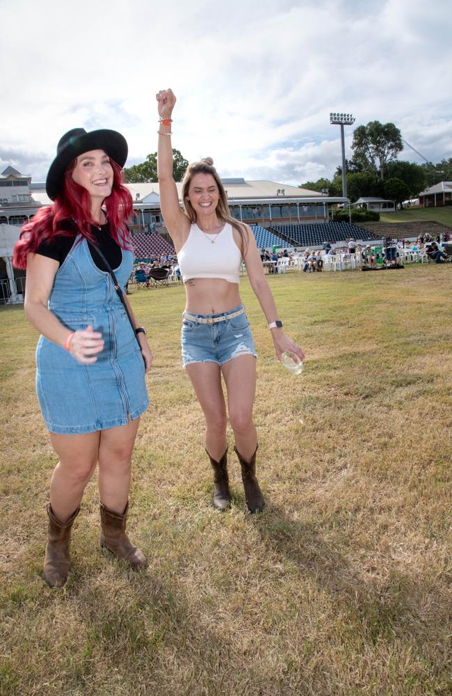 Isabelle Goulding (left) with Lauren Wilson. Meatstock - Music, Barbecue and Camping Festival at Toowoomba Showgrounds.Friday March 8, 2024 Picture: Bev Lacey