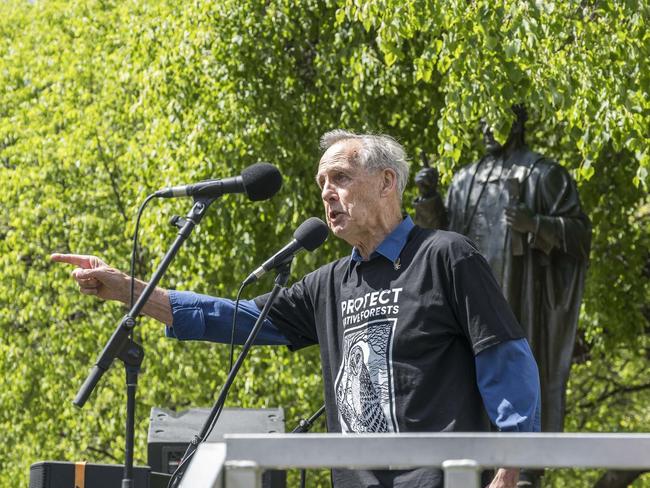 Bob Brown at Parliament House Lawns in Hobart. Picture: Caroline Tan