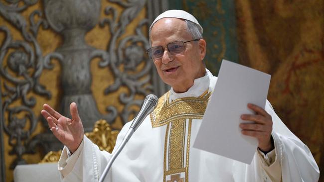 Pope Leo XIV during a mass with cardinals in the Sistine Chapel. Picture: VATICAN MEDIA / AFP