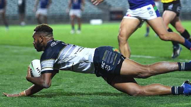 Hamiso Tabuai-Fidow setting up two tries, but was denied one himself. Picture: AAP.