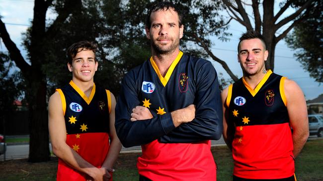 (L-R) Kain Proctor, Kain’s father Lionel Proctor and Jai Burns (nephew of Lionel), pictured in 2013 for the Fitzroy Stars.