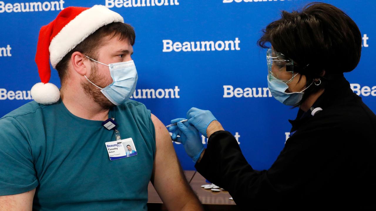 Health care workers in the United States began receiving the first does of the Pfizer/BioNTech vaccine this week. Picture: Jeff Kowalsky/AFP