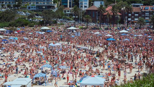 Thousands of people flocked to Bronte Beach to celebrate Christmas Day 2024. Picture: NewsWire / Flavio Brancaleone