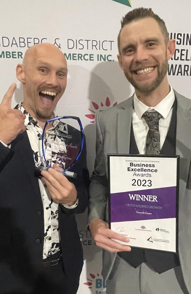 Winners of the Outstanding Growth award, Zak Menhennett and Ben Crean from Growth Gyms said their business had "exploded" due to strong support from their members.