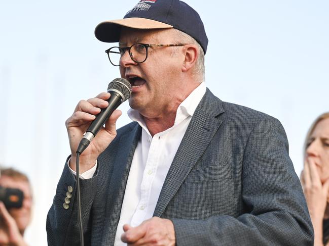 CANBERRA, Australia, NewsWire Photos. April 28, 2024: Prime Minister Anthony Albanese speaks at the No More! National Rally Against Violence march at Parliament House in Canberra, as 29 Women have been killed as a result of violence by men already this year. NCA NewsWire / Martin Ollman