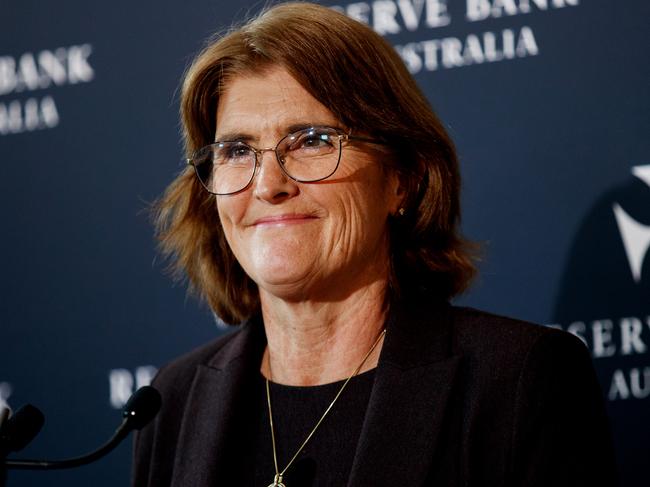 SYDNEY, AUSTRALIA - NewsWire Photos JUNE 18, 2024: Reserve Bank Governor Michele Bullock during a press conference following Tuesdays decision to keep interest rates on hold. Picture: NewsWire / Nikki Short