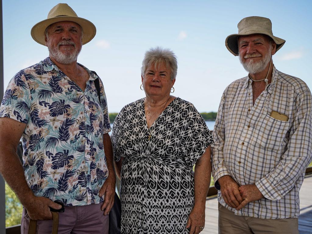 Ron Lowrey, Noela Lowrey and Glenn Condon at the Crime and Justice Rally held at the Bluewater Quay, Mackay on Saturday. Picture: Heidi Petith