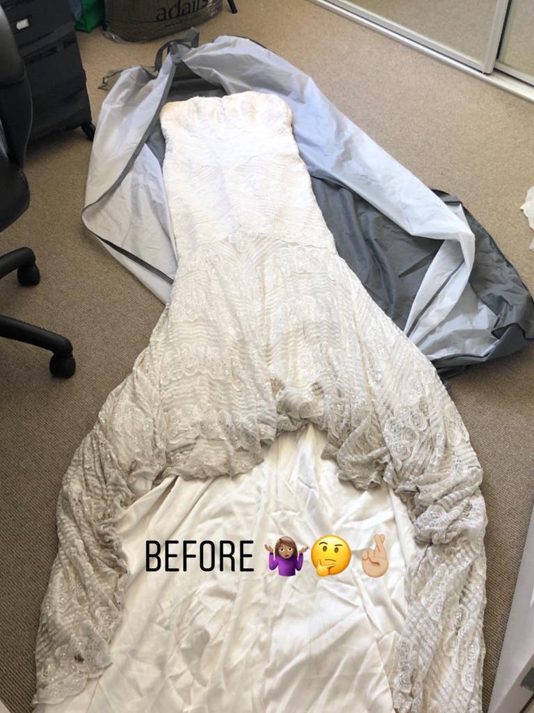 Her $400 dress before she started. Picture: Supplied