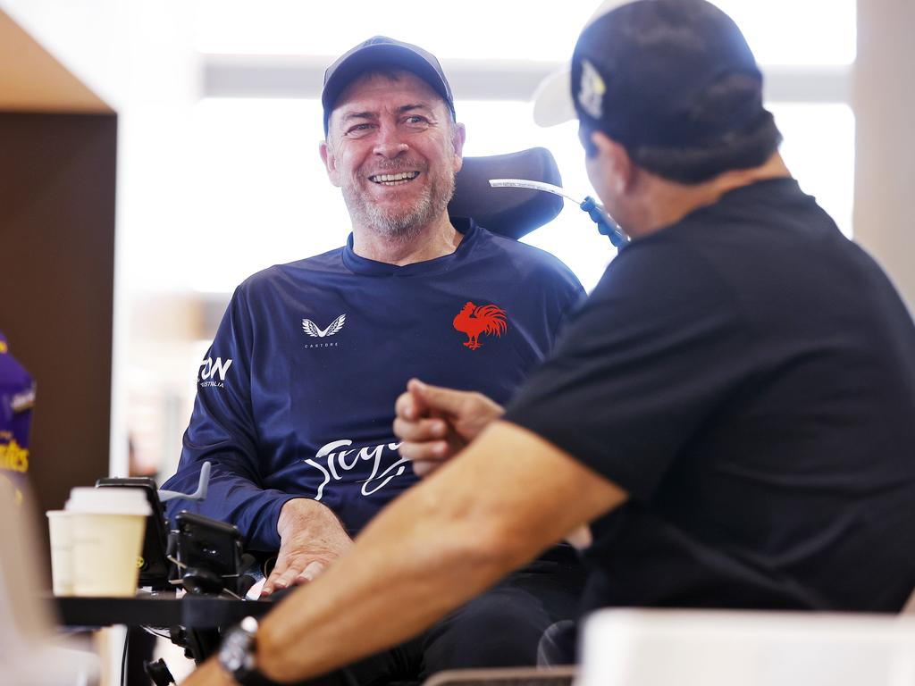 Ex-NRL coach Daniel Anderson speaking with friend Nathan Hindmarsh (right). Picture: Sam Ruttyn