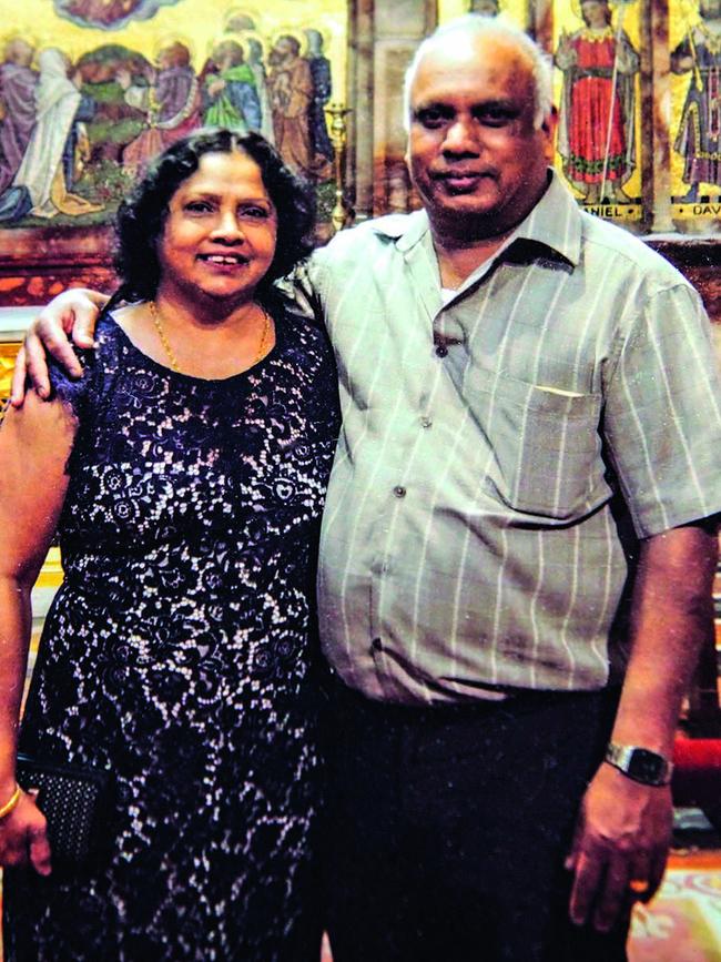 Ann Peiris with her husband, thunderstorm asthma victim Priyantha Peiris.