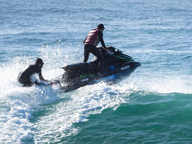 Lifeguards deployed jetskis in the search off North Avoca. Picture: Tom Parrish