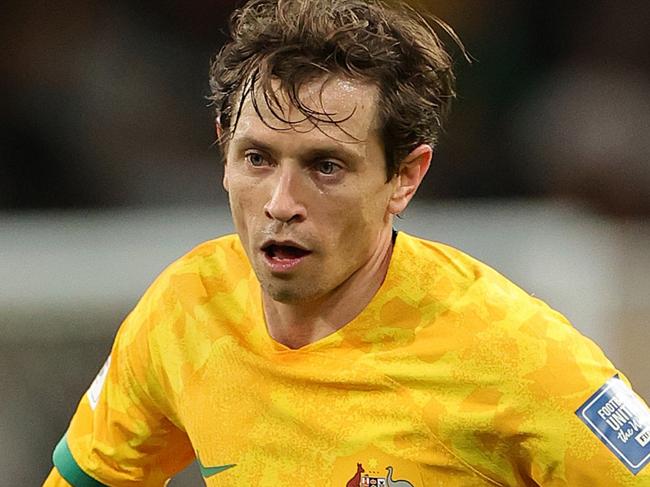 MELBOURNE, AUSTRALIA - NOVEMBER 16: Craig Goodwin of the Socceroos controls the ball  during the 2026 FIFA World Cup Qualifier match between Australia Socceroos and Bangladesh at AAMI Park on November 16, 2023 in Melbourne, Australia. (Photo by Kelly Defina/Getty Images)