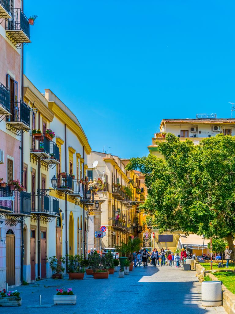 View of a narrow street in Palermo, Sicily, Italy.