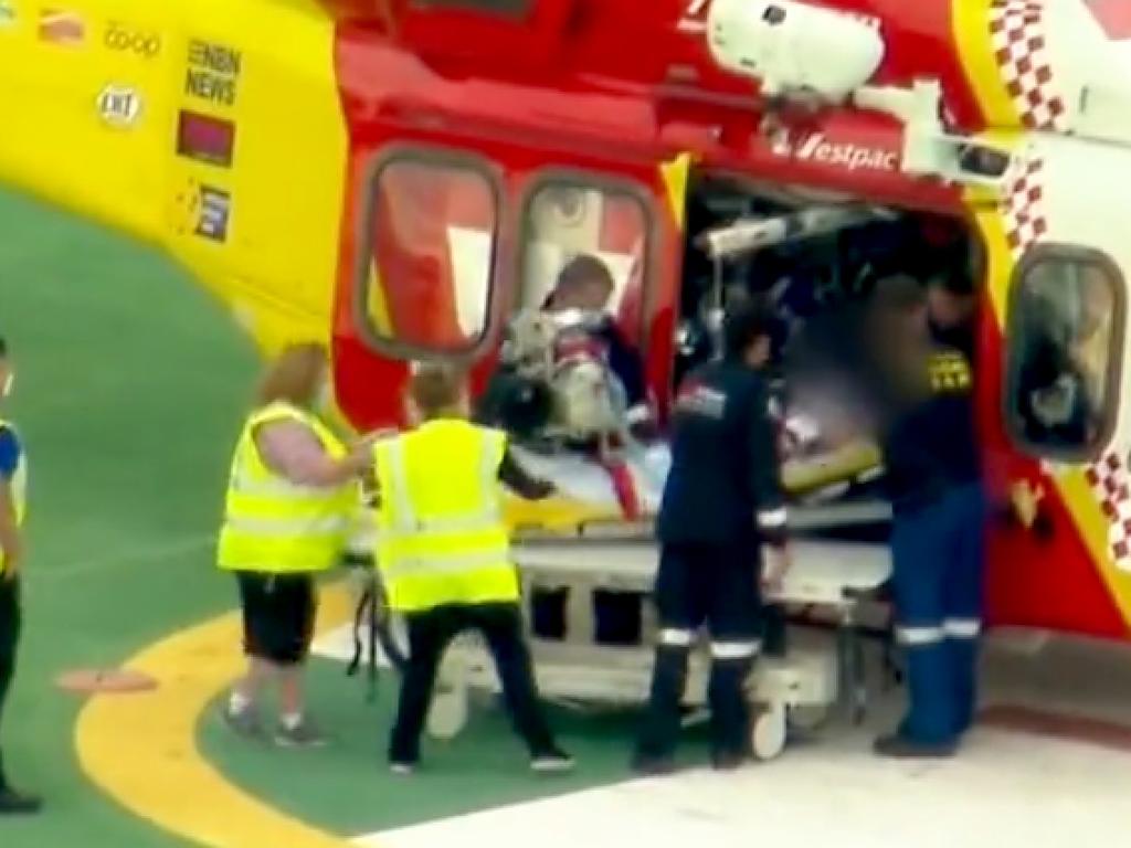 Jockey Leah Kilner was flown to Brisbane's Princess Alexandra Hospital where she underwent surgery. Picture: Supplied/9 NEWS Brisbane