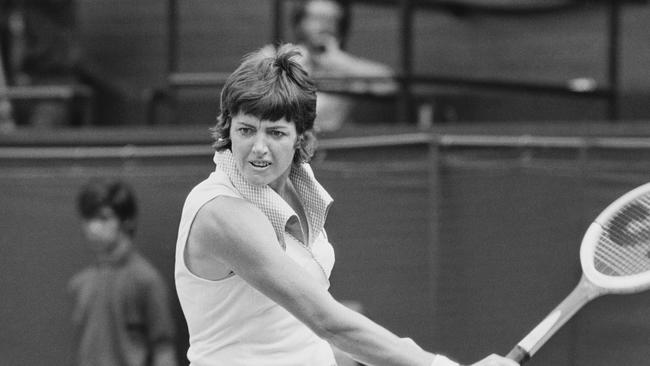 Margaret Court in action at the Wimbledon Tennis Championships in 1973. Picture: Evening Standard/Getty Images