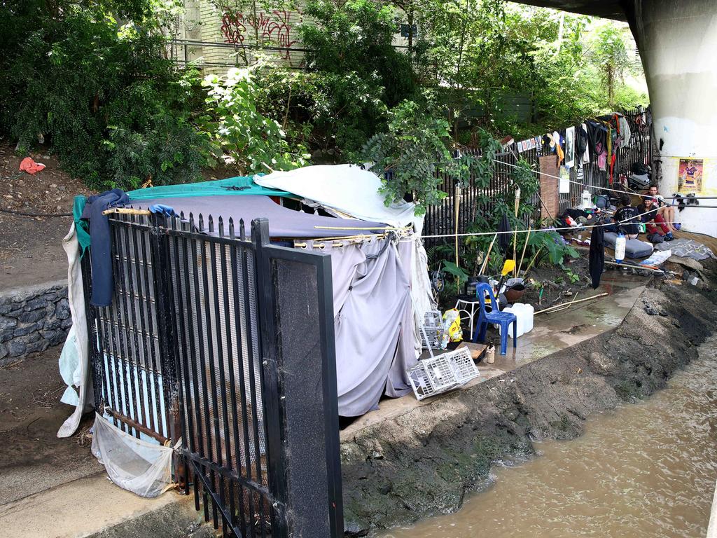 Tent cities are popping up across Queensland as the housing crisis worsens. Picture: David Clark