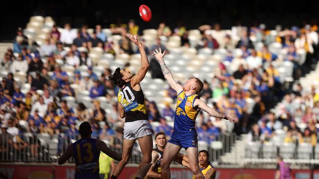 Ivan Soldo, left, wants to get to the Power. Picture: will Russell/AFL Photos