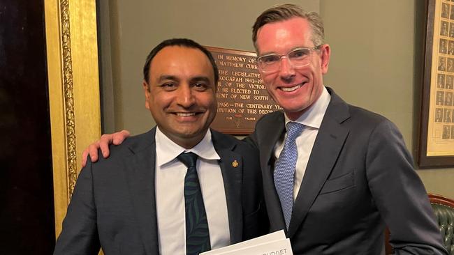 Coffs Harbour MP Gurmesh Singh with NSW Treasurer Dominic Perrottet.