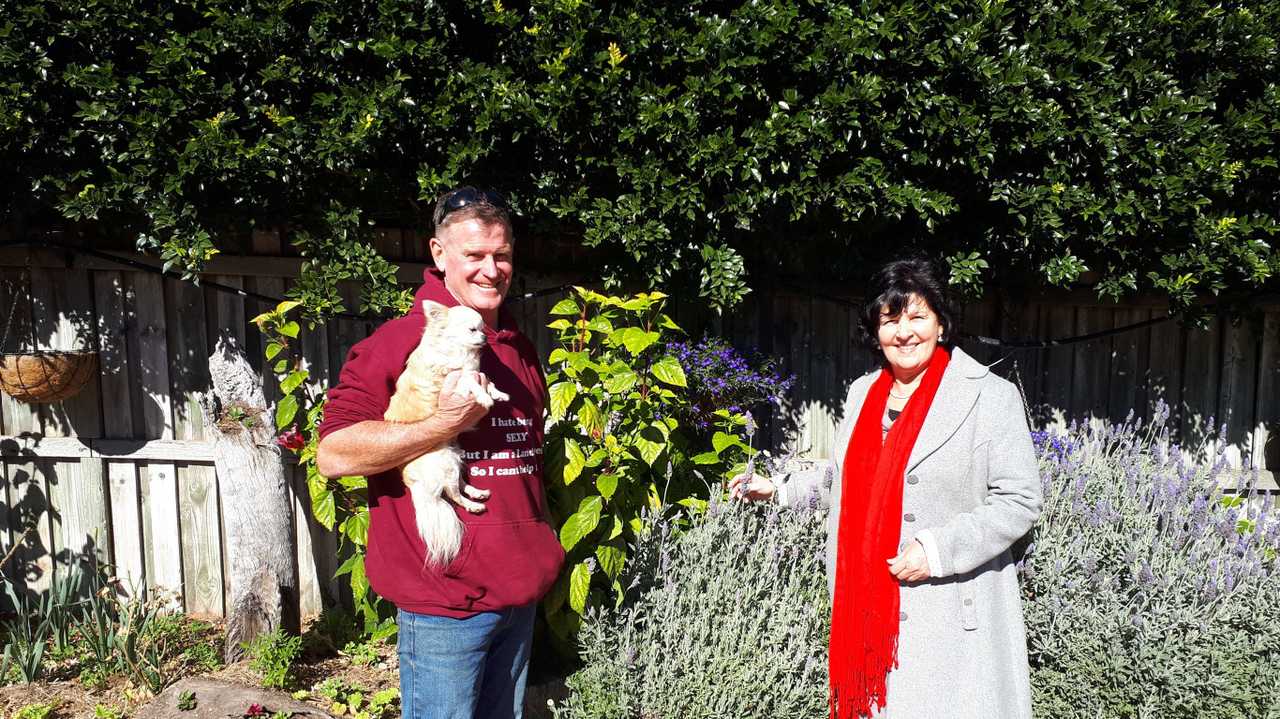 Rob Kennedy will open his garden to the public on Sunday, July 28, in the lead-up to the Chronicle Garden Competition. He is pictured here with Cr Nancy Sommerfield. Picture: Contributed