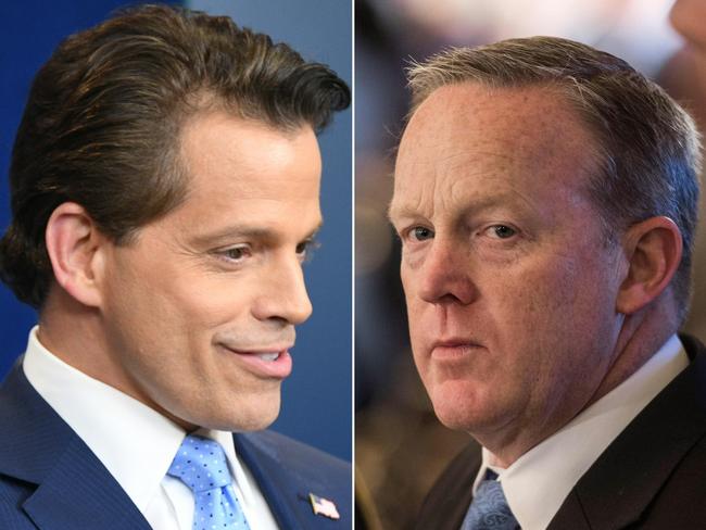 Anthony Scaramucci and Sean Spicer. Picture: AFP/Jim Watson and Nicholas Kamm