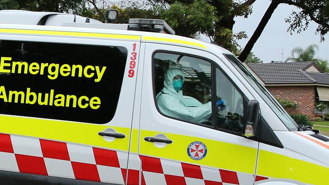 An ambulance leaves Anglicare's Newmarch House nursing home at Caddens. Picture: Richard Dobson