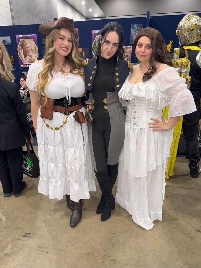 Britney Deurloo, Zoe Brunsdon and Leah Stange attend the Oz Comic Con Melbourne at the Melbourne Convention & Exhibition Centre on Sunday, June 08, 2025. Picture: Jack Colantuono
