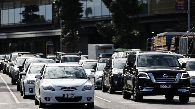 The Brisbane morning commute was thrown into chaos after emergency roadworks relating to the Brisbane Metro project. Picture: Tara Croser.