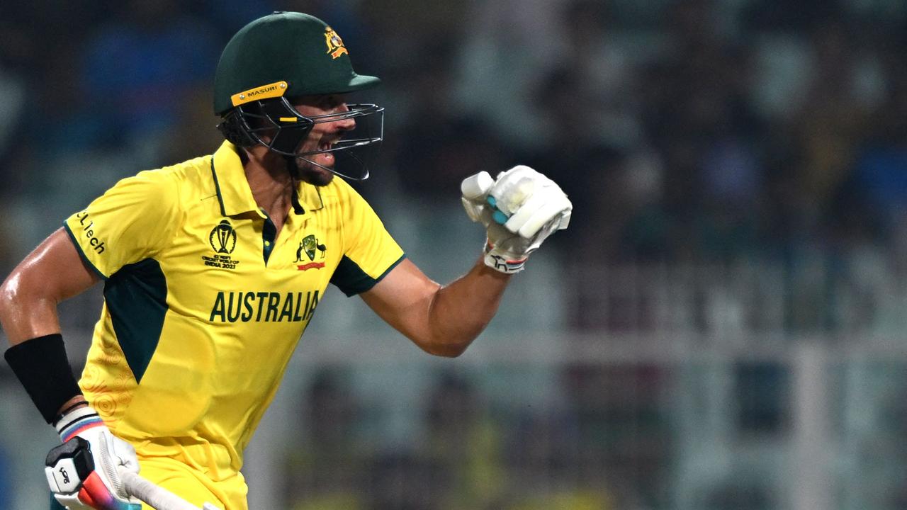 Australia's Mitchell Starc celebrates their win at the end of the 2023 ICC Men's Cricket World Cup one-day international semi-final match against South Africa. Picture: Arun Sankar/AFP