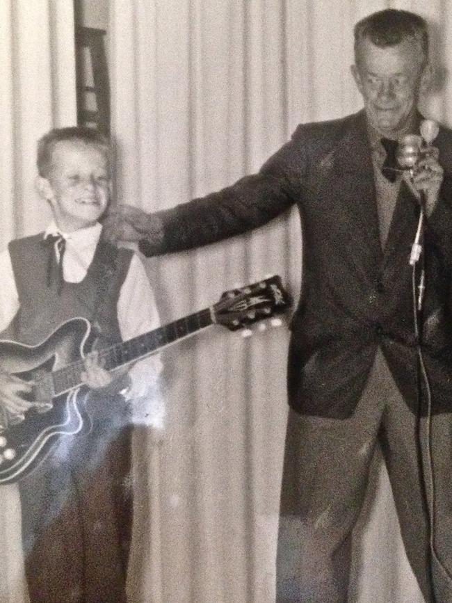 Tommy Emmanuel (left) with father Hugh in Geraldton, 1964.