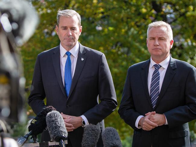 Deputy Premier Michael Ferguson and Premier Jeremy Rockliff in Launceston. Picture: Patrick Gee