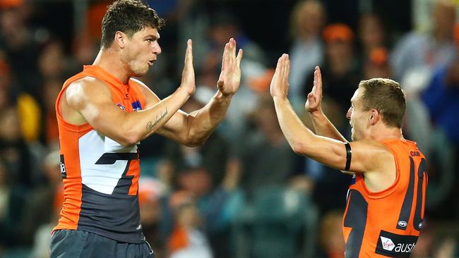 Jonathan Patton celebrates a goal against Port Adelaide. Picture: Getty Images