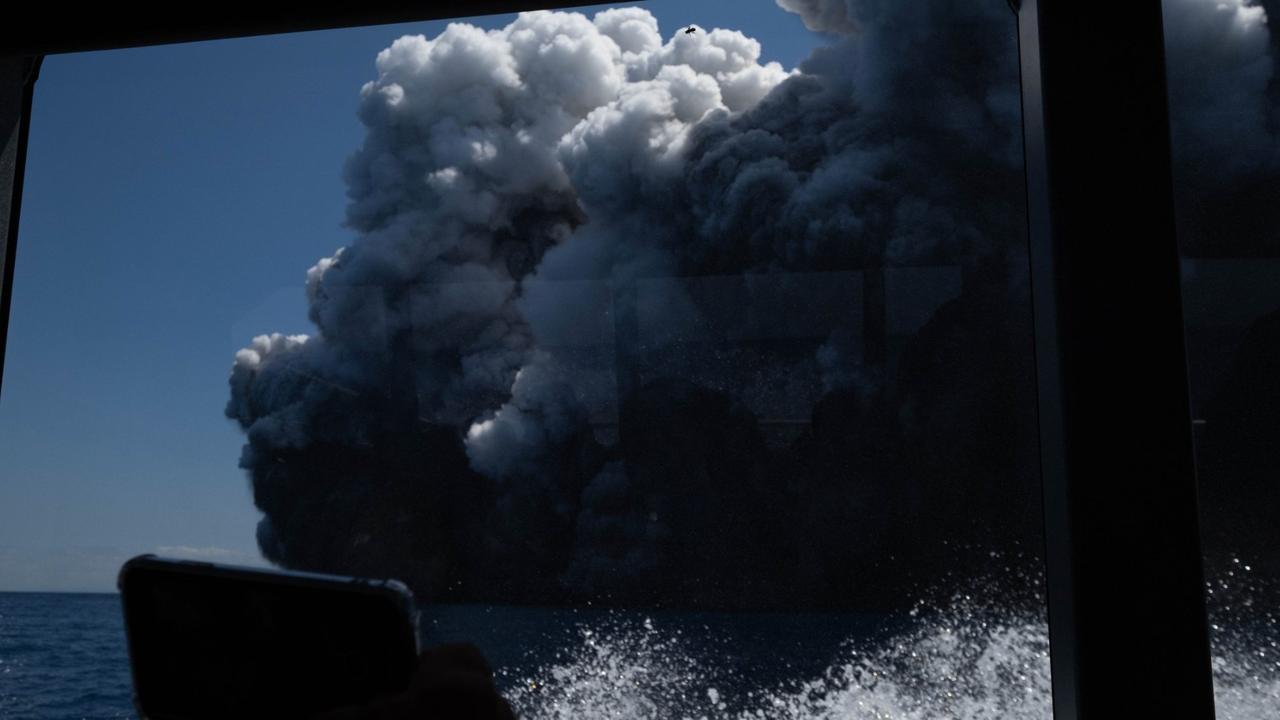 One of the first photos of the eruption at White Island. Picture: Michael Schade