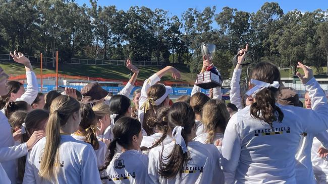 St Rita's celebrate their CaSSSA Cup win.