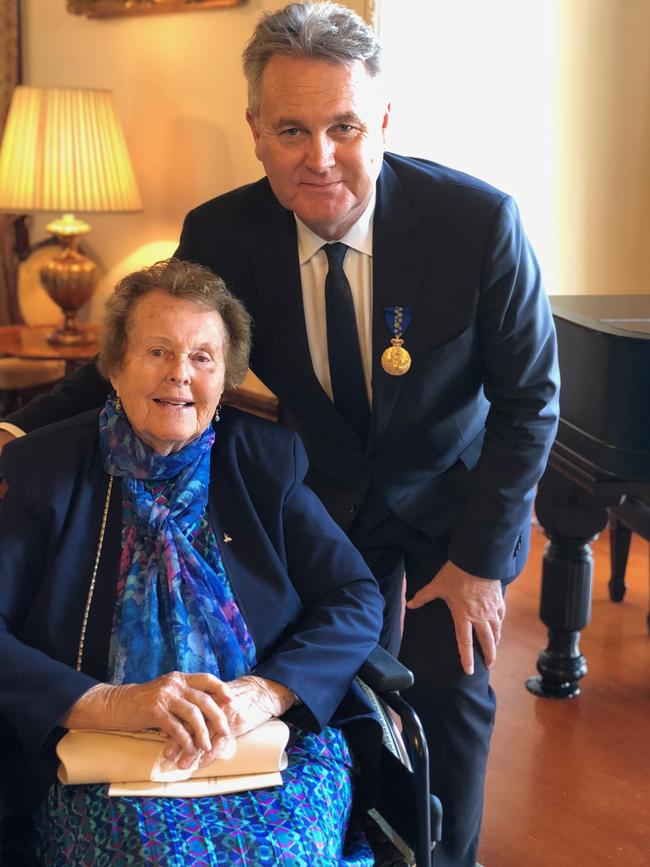 Bernard Salt with his mother in 2018...