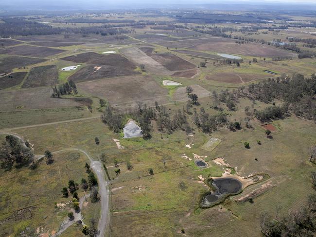 An aerial photo of the site of the Western Sydney Airport in Badgerys Creek. Picture: Jonathan Ng