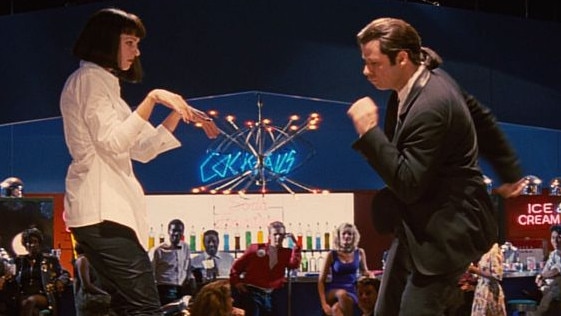 John Travolta and Uma Thurman in one of Tarantino’s classic scenes.