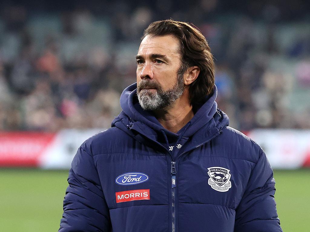 MELBOURNE, JULY 12, 2024: 2024 AFL PREMIERSHIP – Round 18 – Collingwood Magpies v Geelong Cats at the MCG. Geelong coach Chris Scott. Picture: Mark Stewart