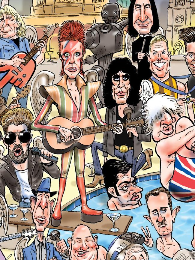 David Bowie and other stars we lost feature in Mark Knight’s cartoon.