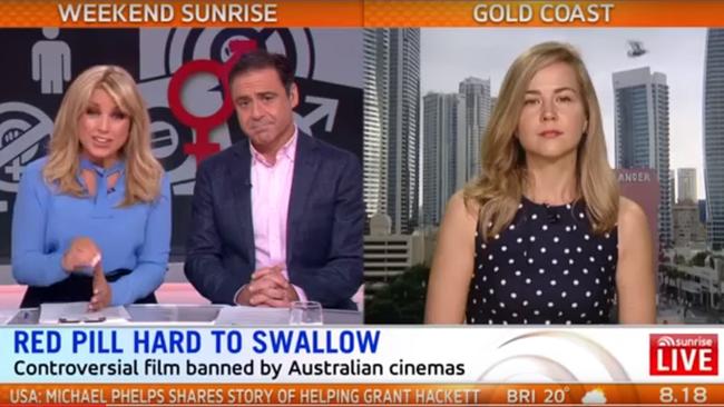 The Red Pill director Cassie Jaye was critical of Sunrise hosts Andrew O’Keefe and Monique Wright for slamming a film they hadn’t watched.