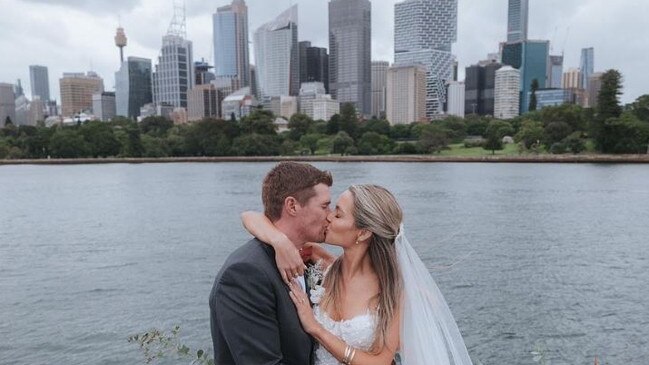 Tom Slingsby and Helena Sauzier on their wedding day.