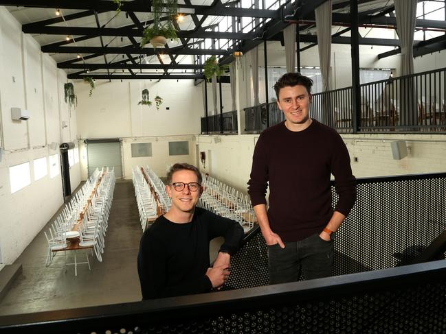 Will Campbell (left) and Paul Carr have taken a new approach to weddings in an old venue. Picture: Hamish Blair