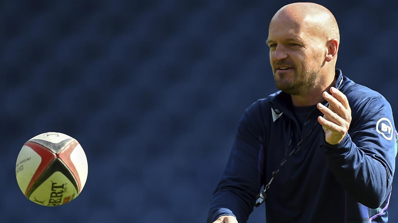 Scotland coach Gregor Townsend takes part in a training session at Murrayfield.